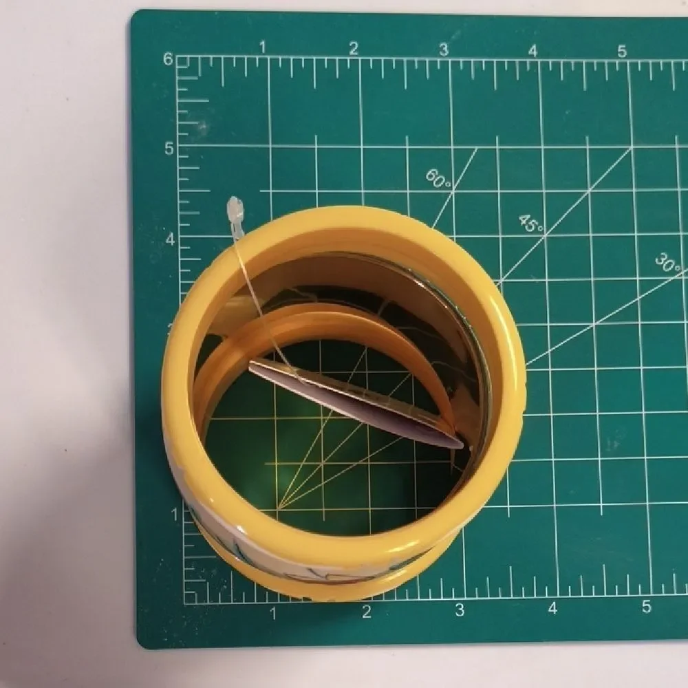 Yellow Floral Bangle Bracelet